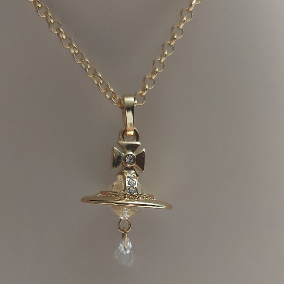Vivienne Westwood Necklace Crystal Gold With Crystal Drop - Picture 1 of 9